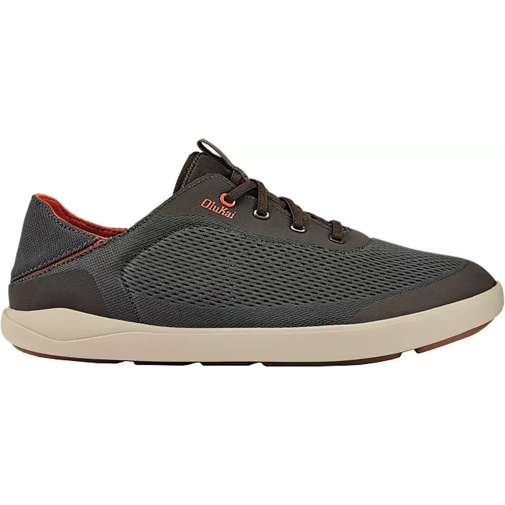 OluKai Nohea Moku Mens Charcoal Gray Mesh Boat Shoes Sneakers Drop-In Heel sz 13